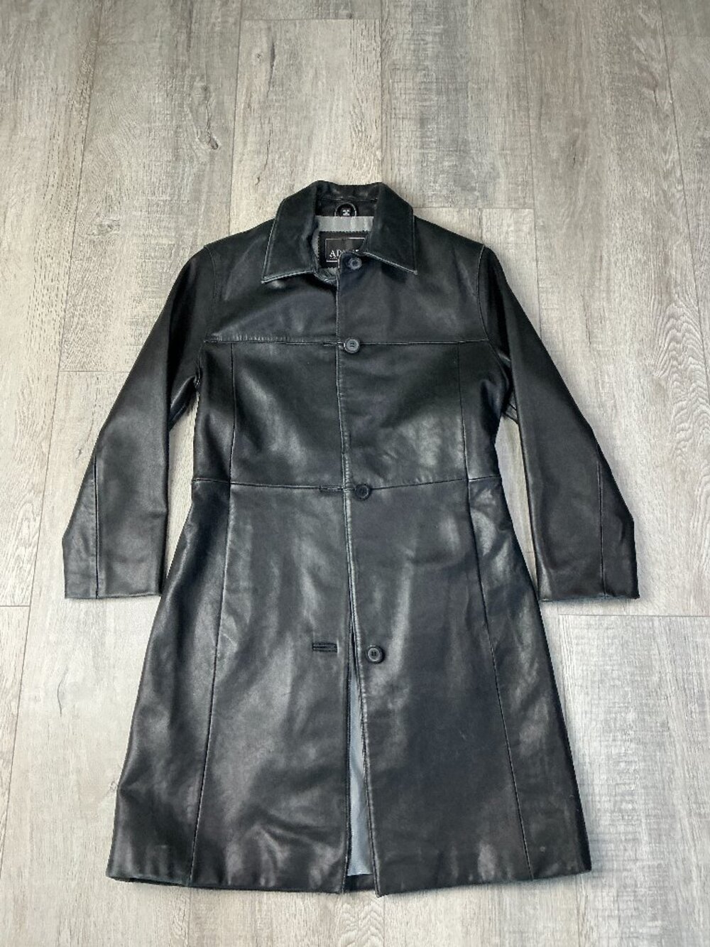 Adler Collection Black New Zealand Lambskin Leather Long Coat Small